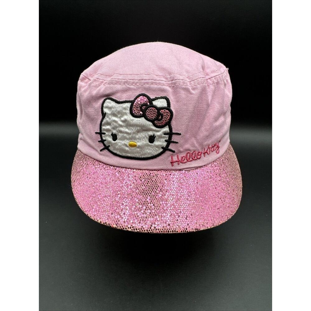 Sanrio Hello Kitty Fitted Cadet Army Cap Hat Pink Small One Size Bling